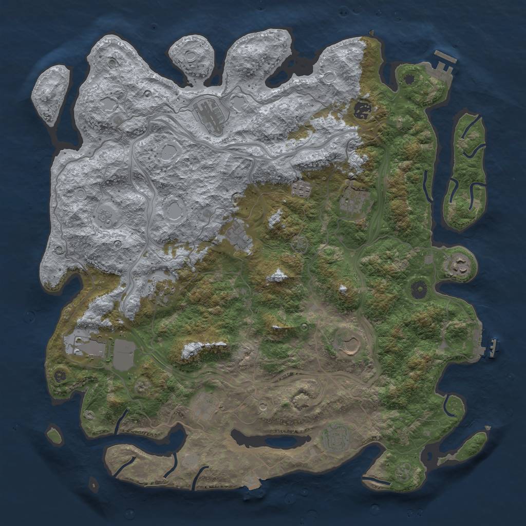 Rust Map: Procedural Map, Size: 4500, Seed: 445401692, 19 Monuments