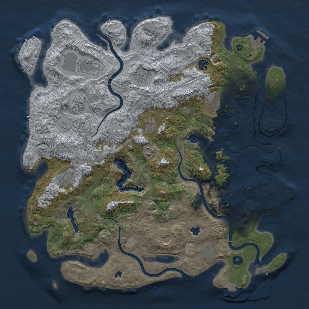 Rust Map: Procedural Map, Size: 4500, Seed: 445401692, 17 Monuments
