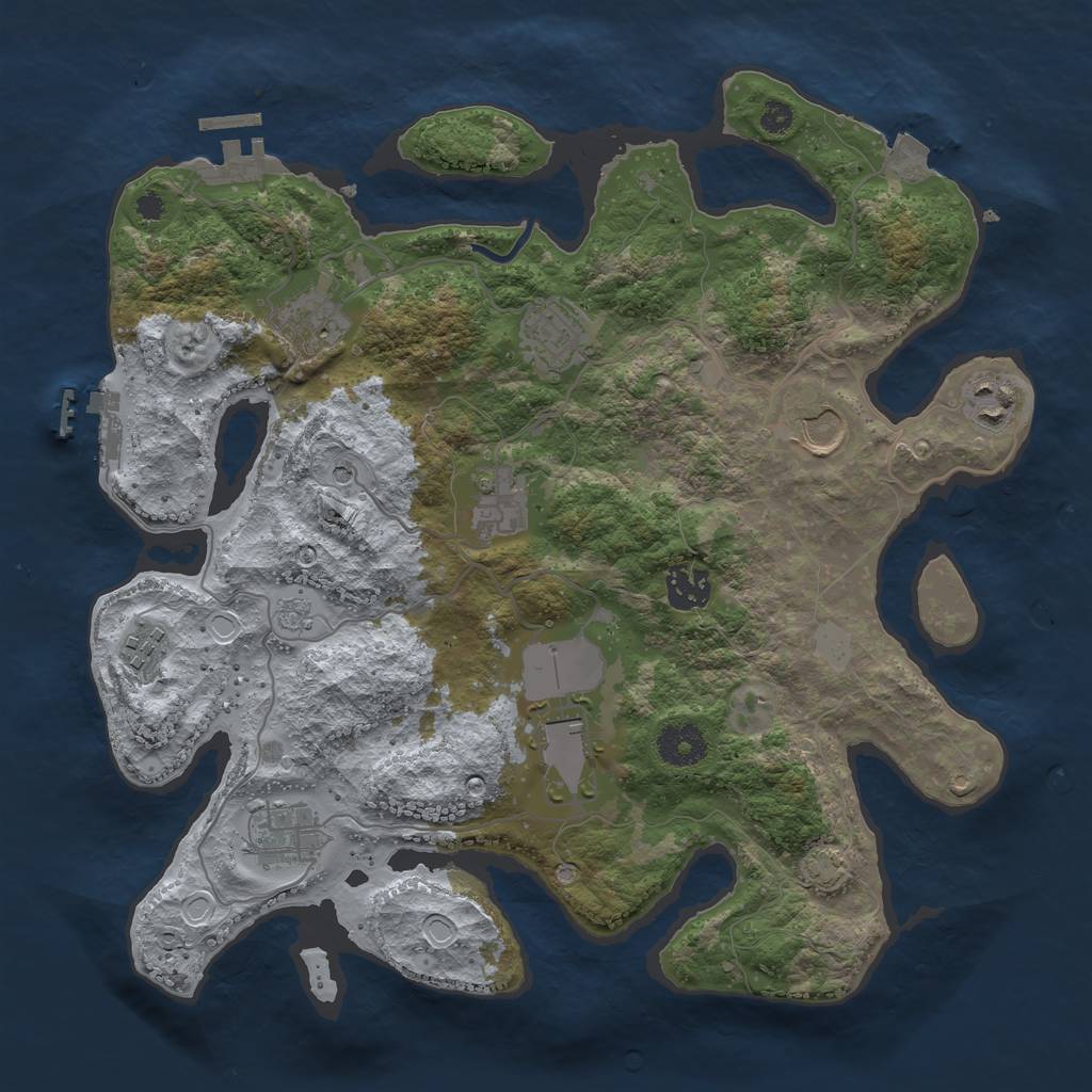 Rust Map: Procedural Map, Size: 3500, Seed: 545815524, 17 Monuments