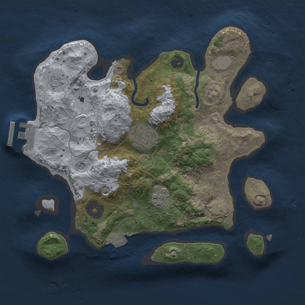 Rust Map: Procedural Map, Size: 2500, Seed: 80000, 9 Monuments