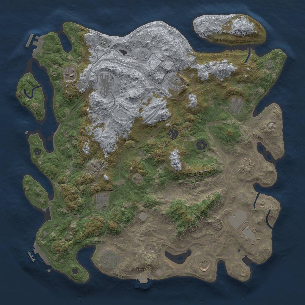 Rust Map: Procedural Map, Size: 4300, Seed: 905202469, 19 Monuments