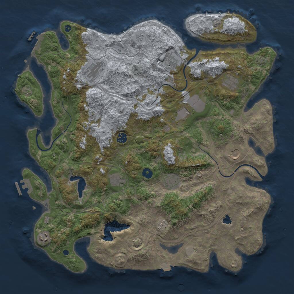 Rust Map: Procedural Map, Size: 4300, Seed: 905202469, 16 Monuments