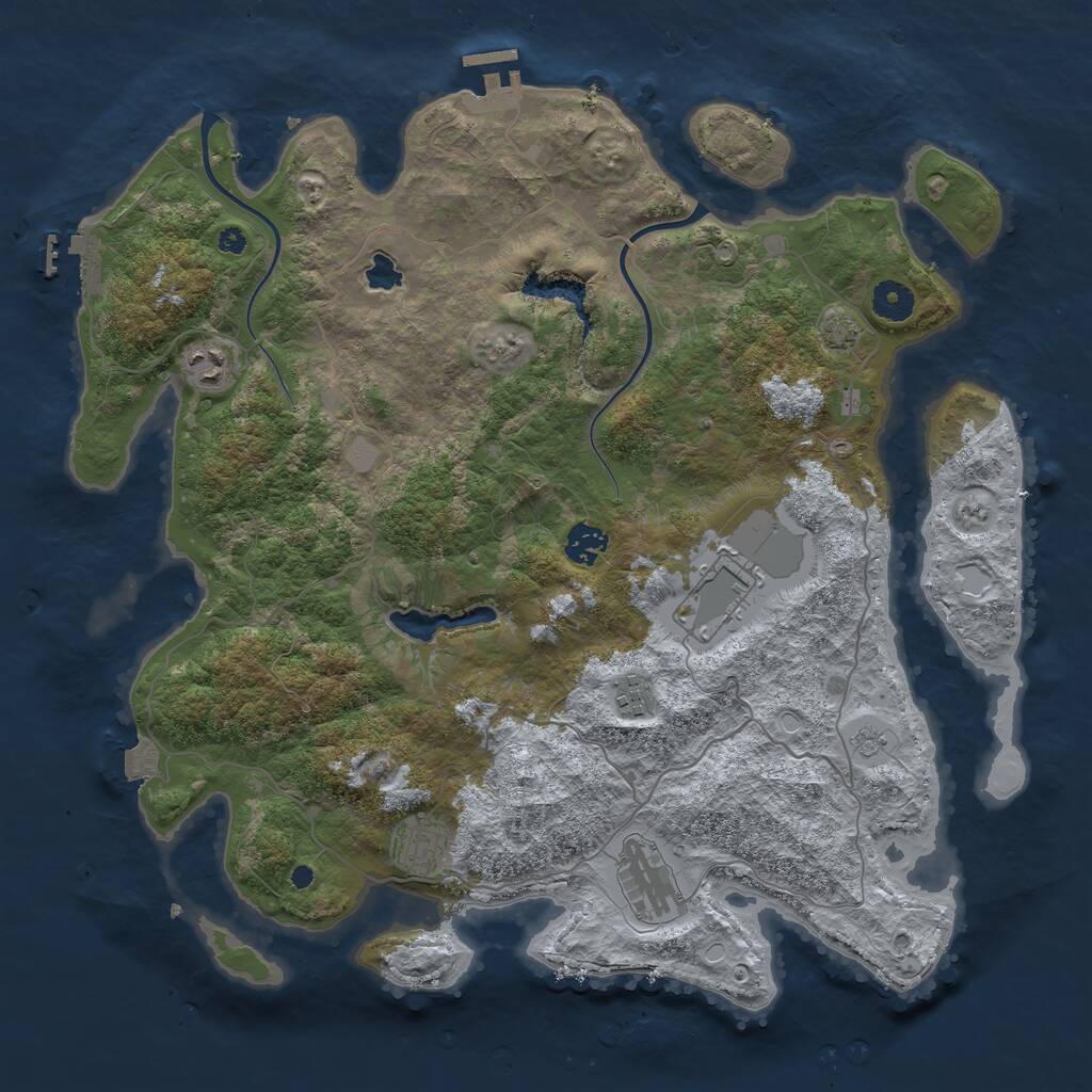 Rust Map: Procedural Map, Size: 4000, Seed: 379907994, 11 Monuments