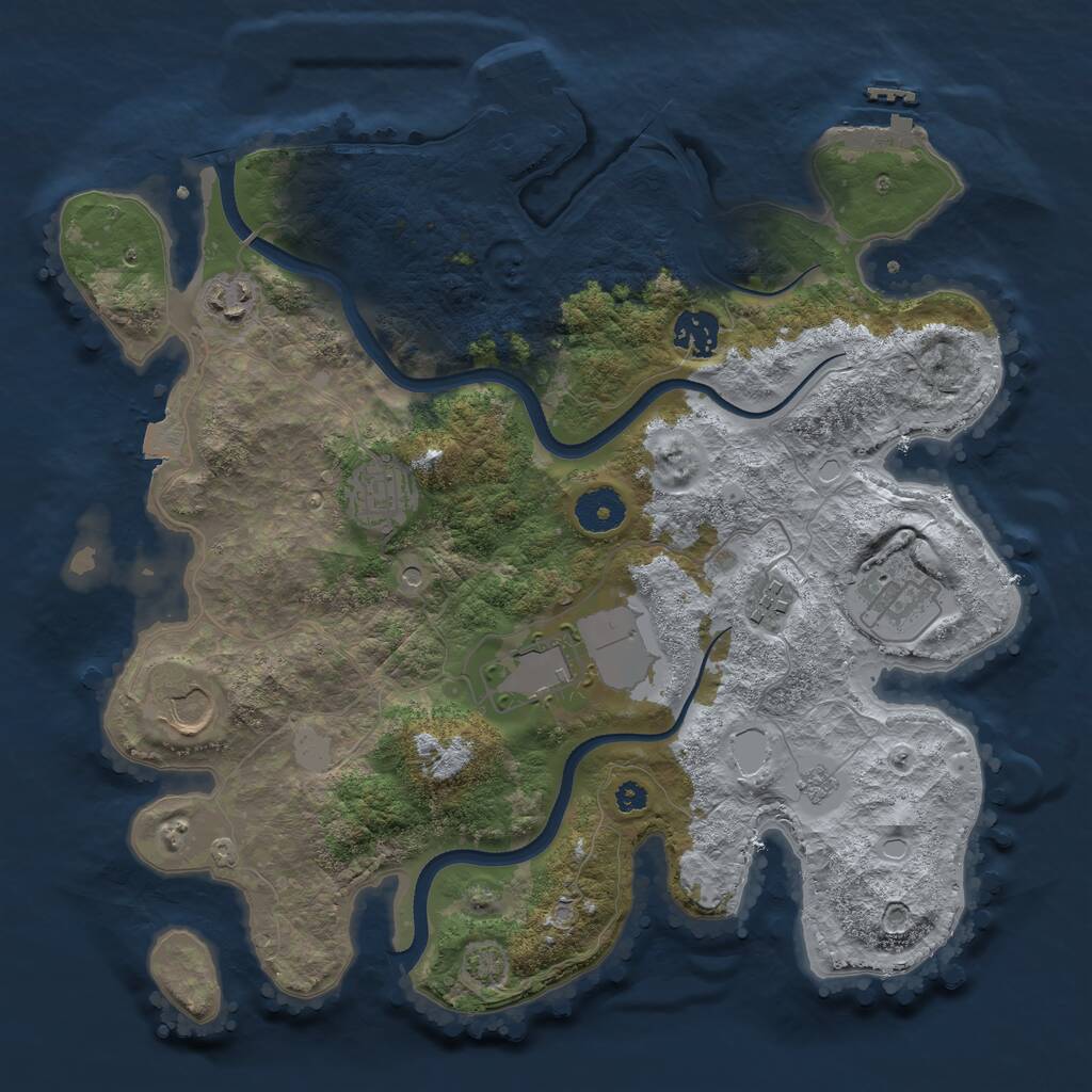 Rust Map: Procedural Map, Size: 3500, Seed: 28725, 13 Monuments