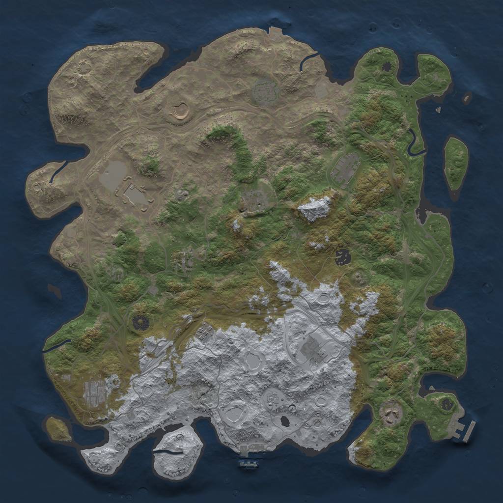 Rust Map: Procedural Map, Size: 4500, Seed: 841154318, 19 Monuments