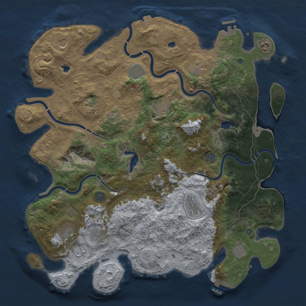 Rust Map: Procedural Map, Size: 4500, Seed: 841154318, 17 Monuments