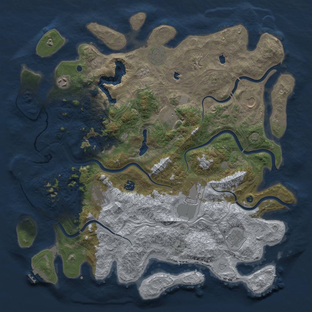 Rust Map: Procedural Map, Size: 4500, Seed: 1125070248, 16 Monuments