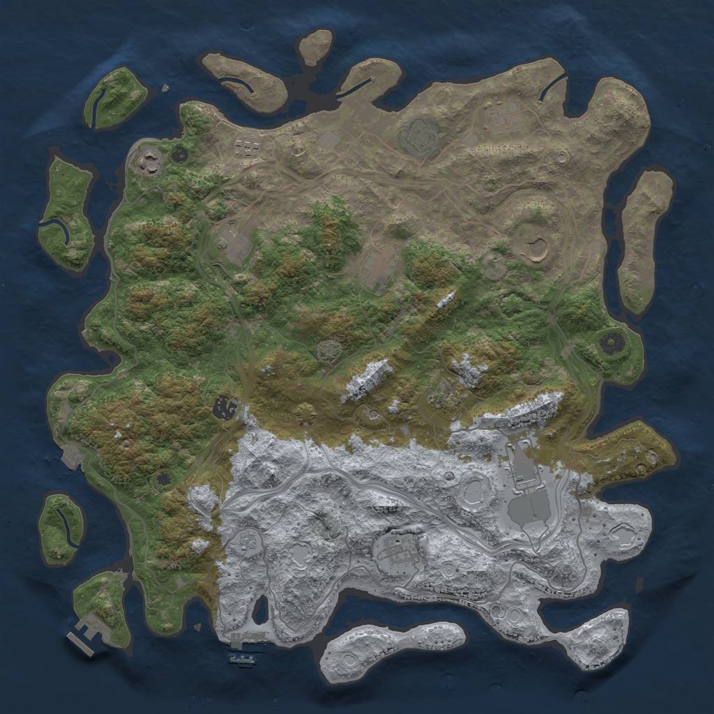 Rust Map: Procedural Map, Size: 4500, Seed: 1125070248, 19 Monuments