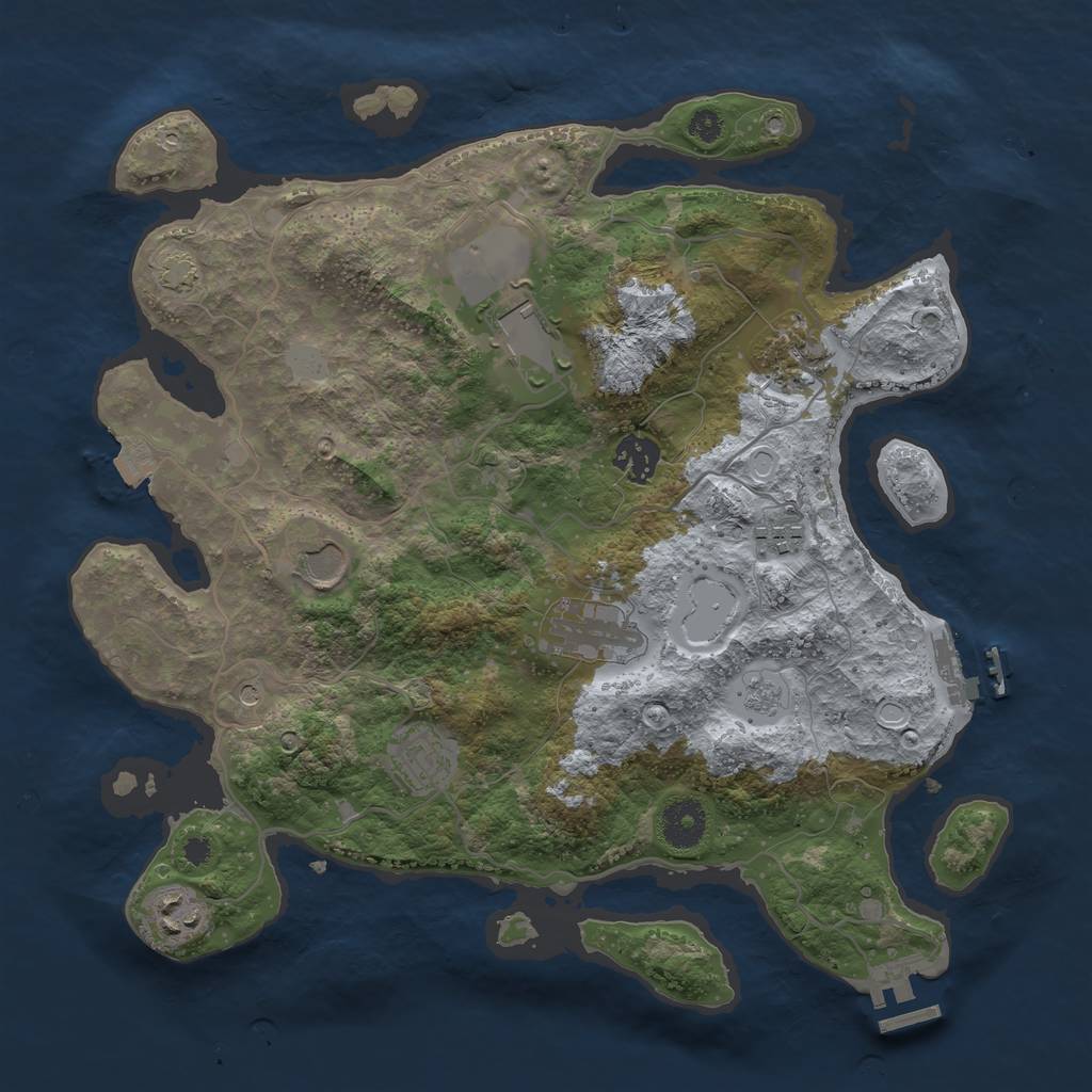 Rust Map: Procedural Map, Size: 3500, Seed: 1493248127, 16 Monuments