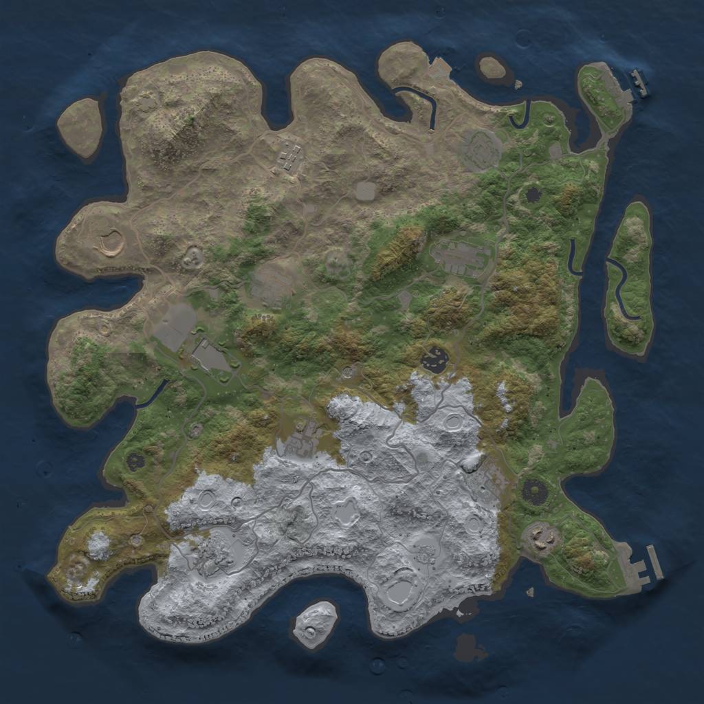 Rust Map: Procedural Map, Size: 4000, Seed: 1242004509, 19 Monuments