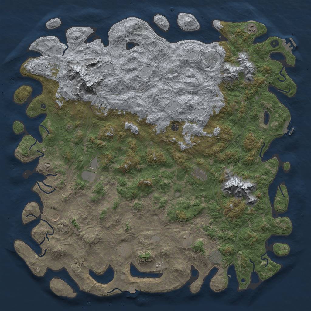 Rust Map: Procedural Map, Size: 6000, Seed: 51120, 19 Monuments