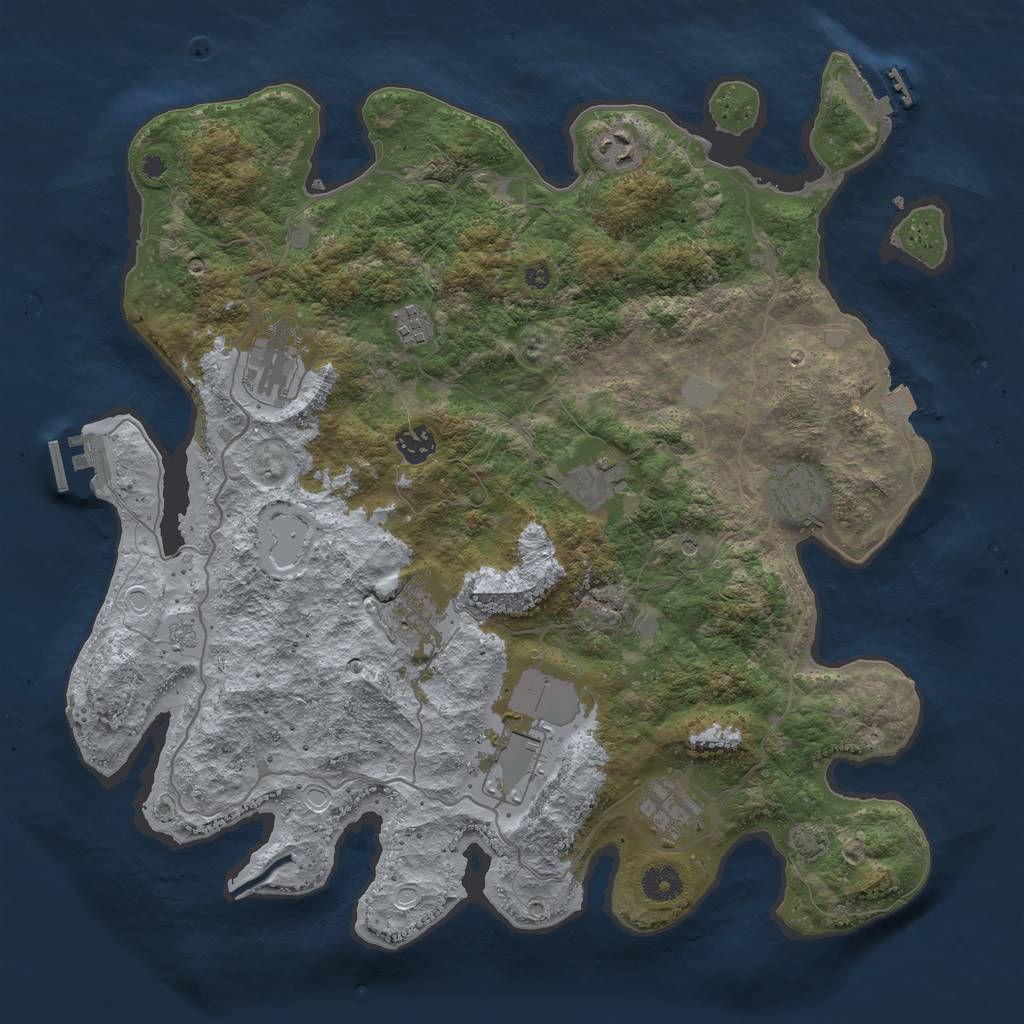 Rust Map: Procedural Map, Size: 4000, Seed: 374946131, 17 Monuments