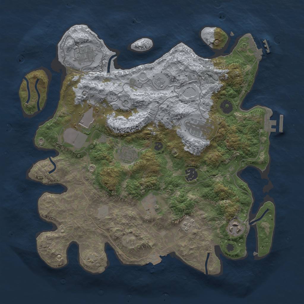 Rust Map: Procedural Map, Size: 3500, Seed: 969556191, 16 Monuments