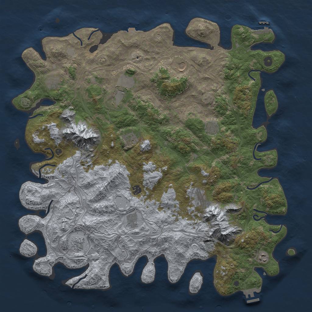 Rust Map: Procedural Map, Size: 5000, Seed: 580346013, 19 Monuments