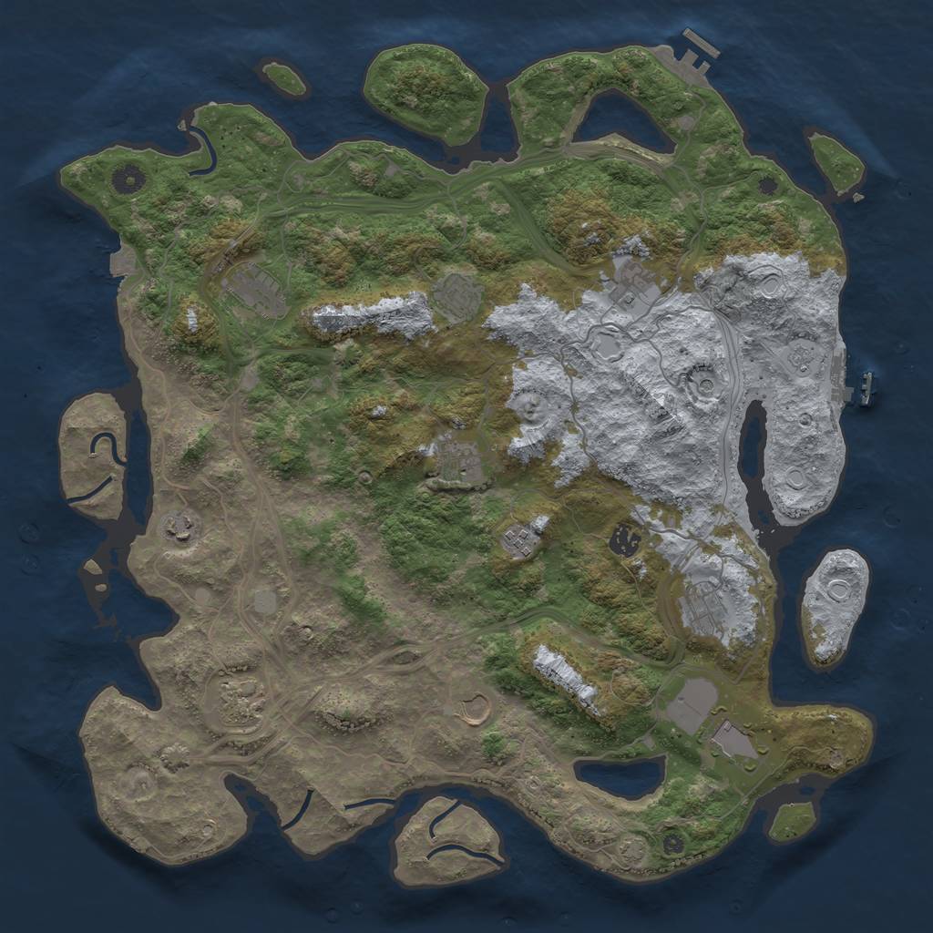 Rust Map: Procedural Map, Size: 4500, Seed: 1028211607, 19 Monuments