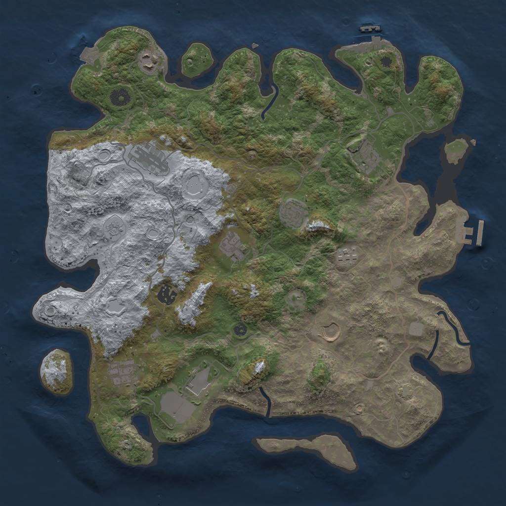 Rust Map: Procedural Map, Size: 4000, Seed: 294702376, 18 Monuments