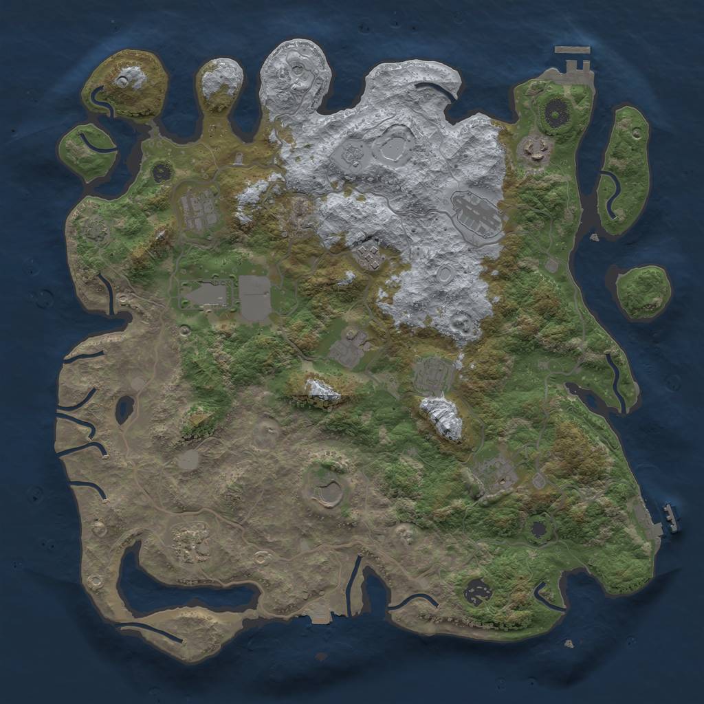 Rust Map: Procedural Map, Size: 4000, Seed: 1180867620, 19 Monuments
