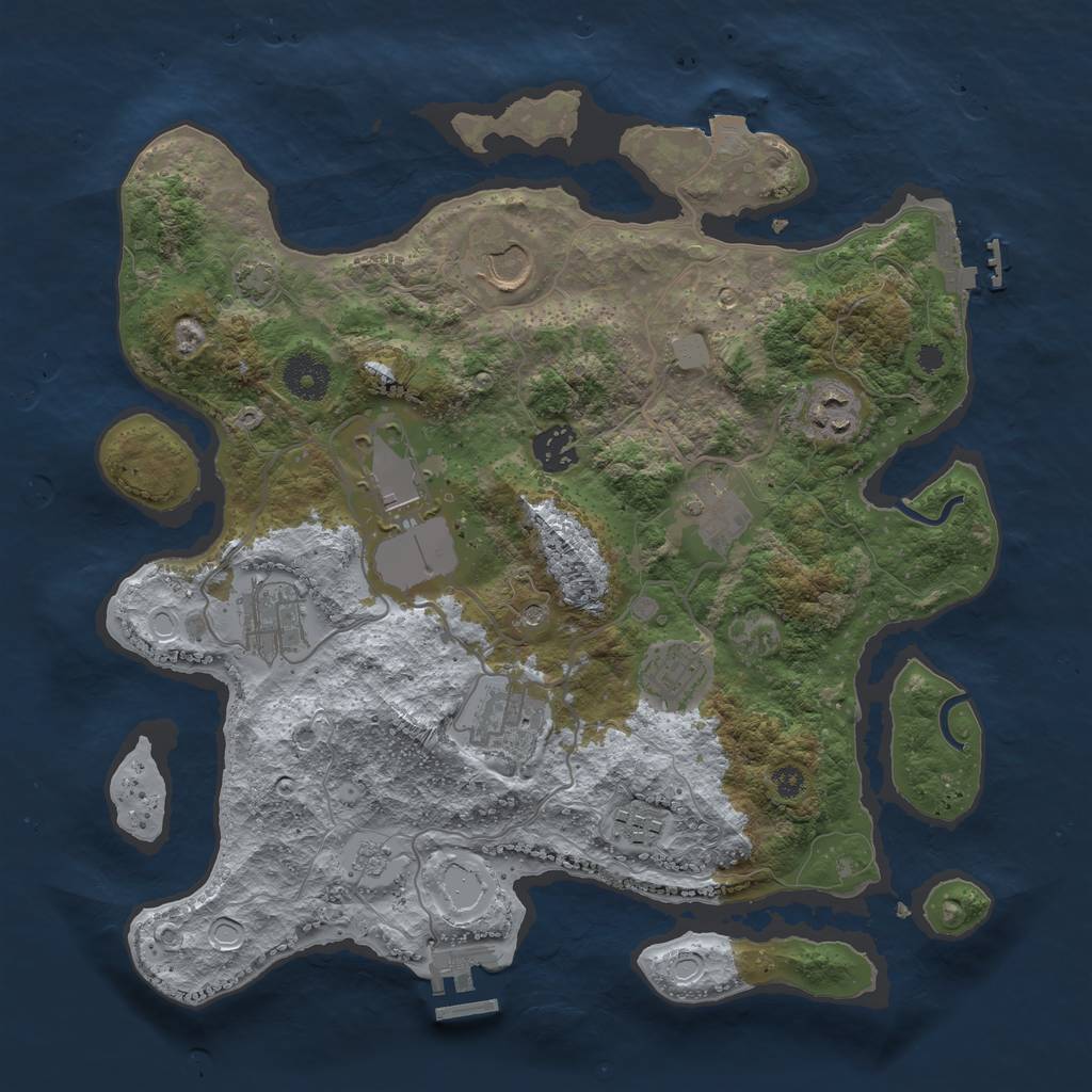 Rust Map: Procedural Map, Size: 3500, Seed: 1262643039, 17 Monuments