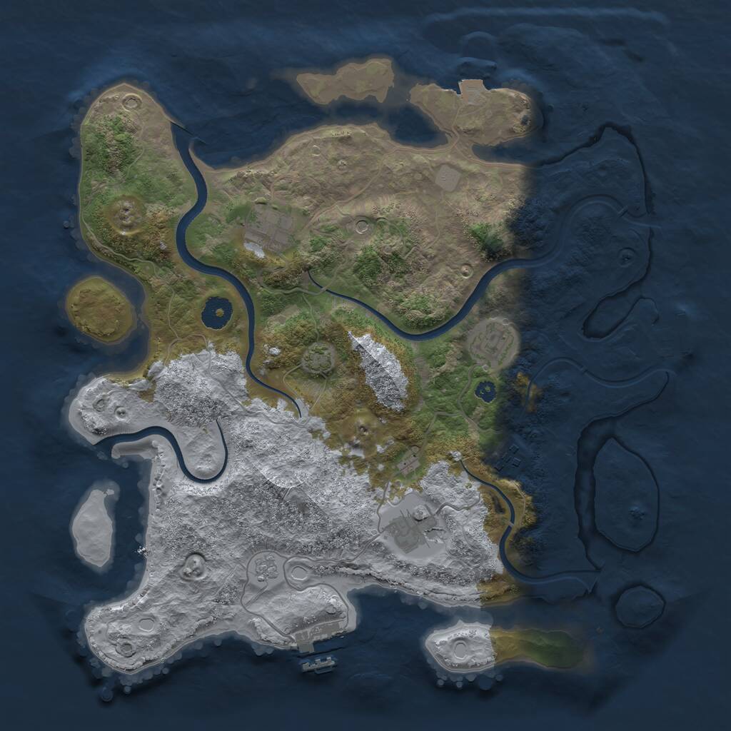Rust Map: Procedural Map, Size: 3500, Seed: 1262643039, 10 Monuments