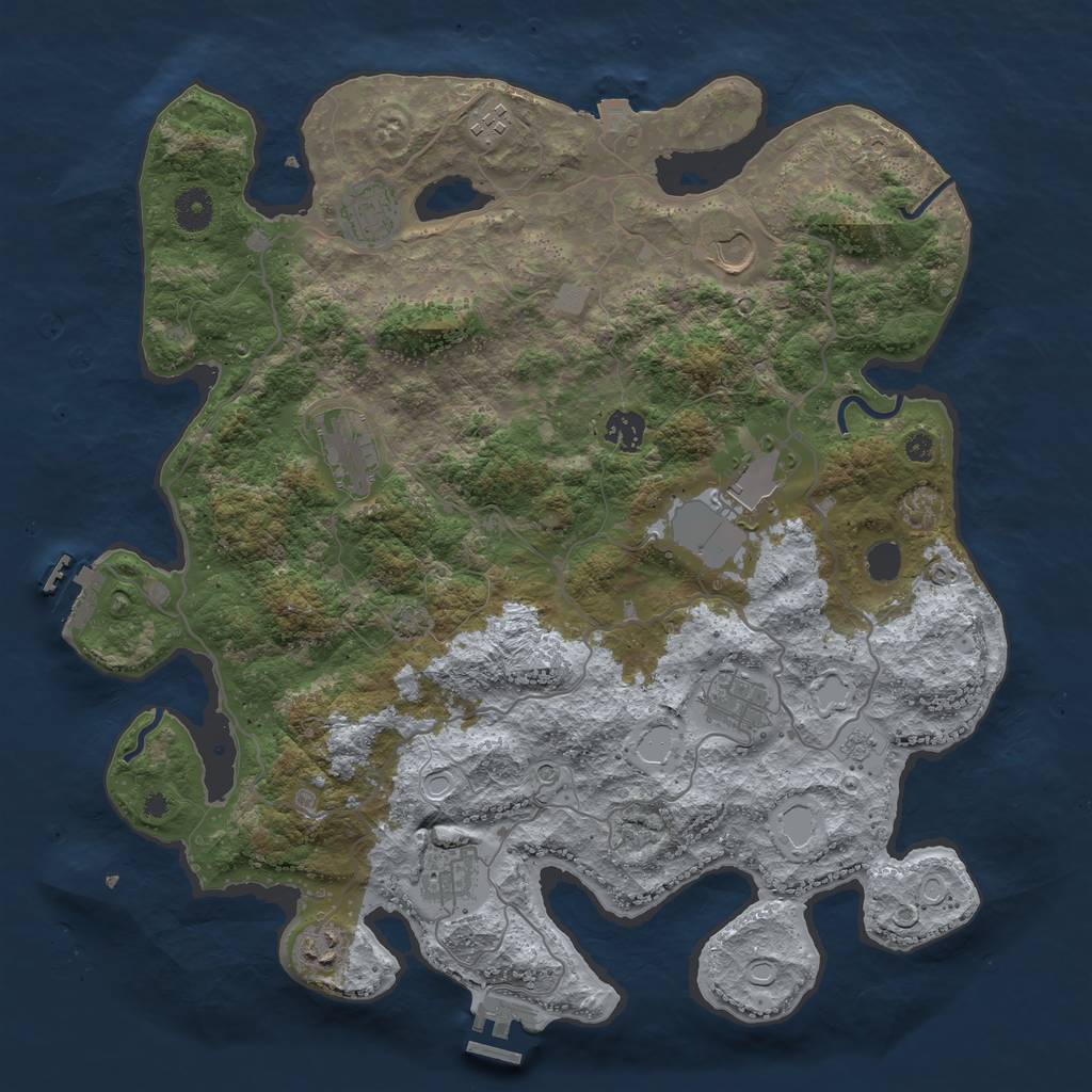 Rust Map: Procedural Map, Size: 4000, Seed: 67458951, 17 Monuments