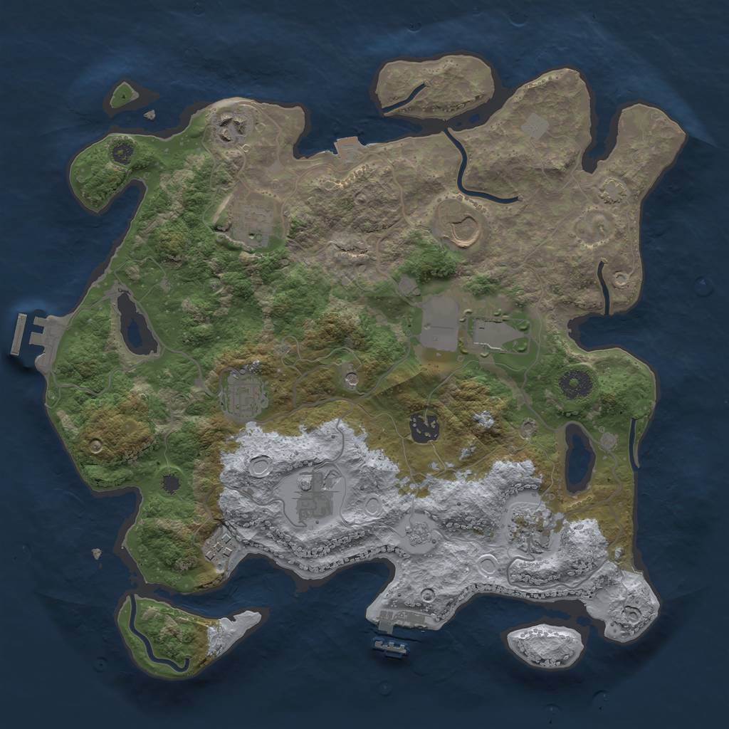 Rust Map: Procedural Map, Size: 3500, Seed: 1657958788, 17 Monuments