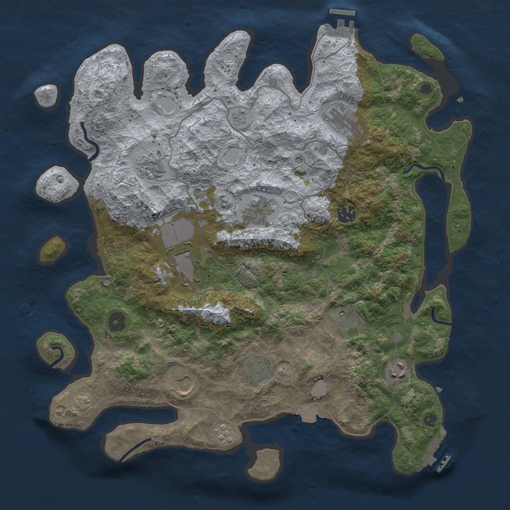 Rust Map: Procedural Map, Size: 4000, Seed: 268241594, 18 Monuments