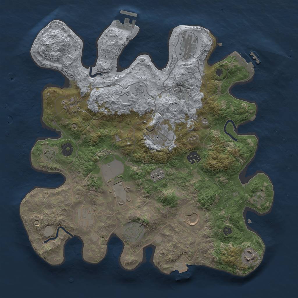 Rust Map: Procedural Map, Size: 3500, Seed: 1404960321, 18 Monuments