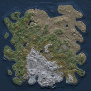 Thumbnail Rust Map: Procedural Map, Size: 4300, Seed: 135428, 16 Monuments
