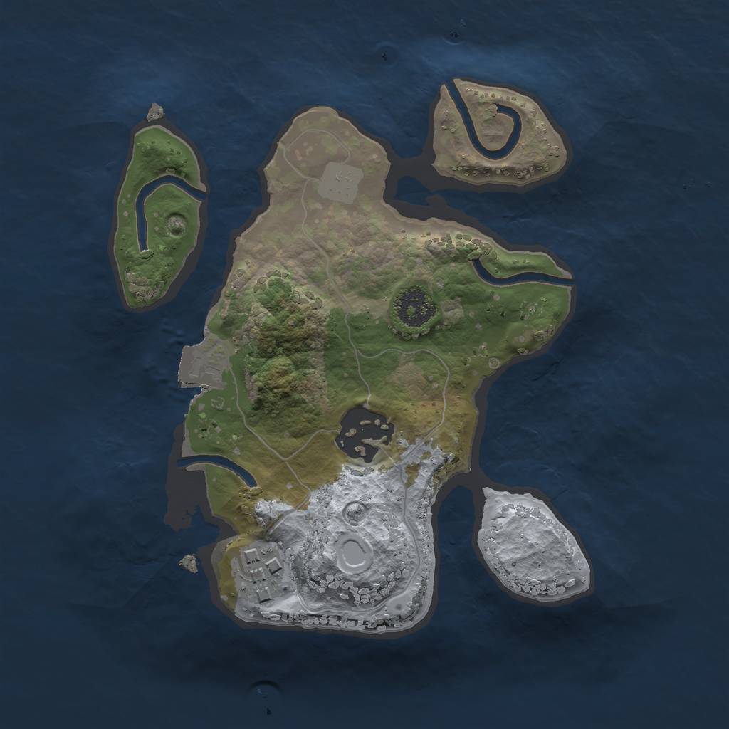 Rust Map: Procedural Map, Size: 2000, Seed: 1355877912, 5 Monuments