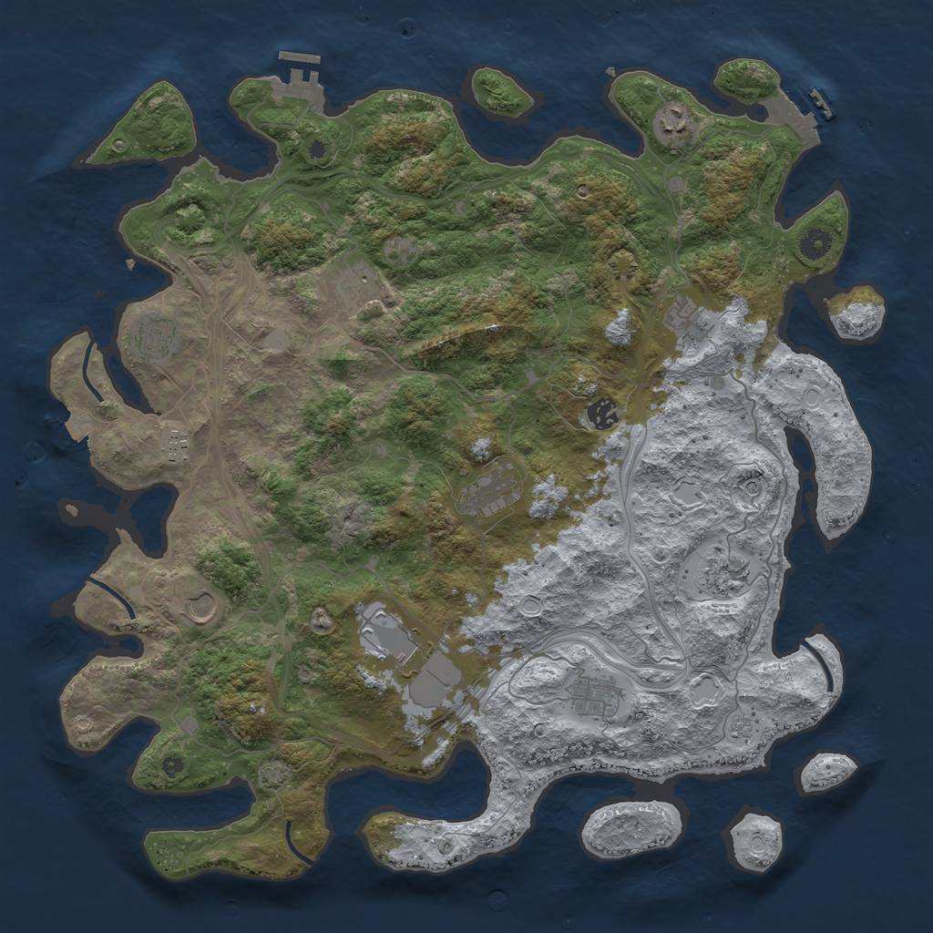 Rust Map: Procedural Map, Size: 4500, Seed: 952024, 19 Monuments