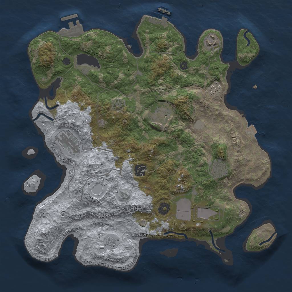 Rust Map: Procedural Map, Size: 3500, Seed: 1817029388, 14 Monuments