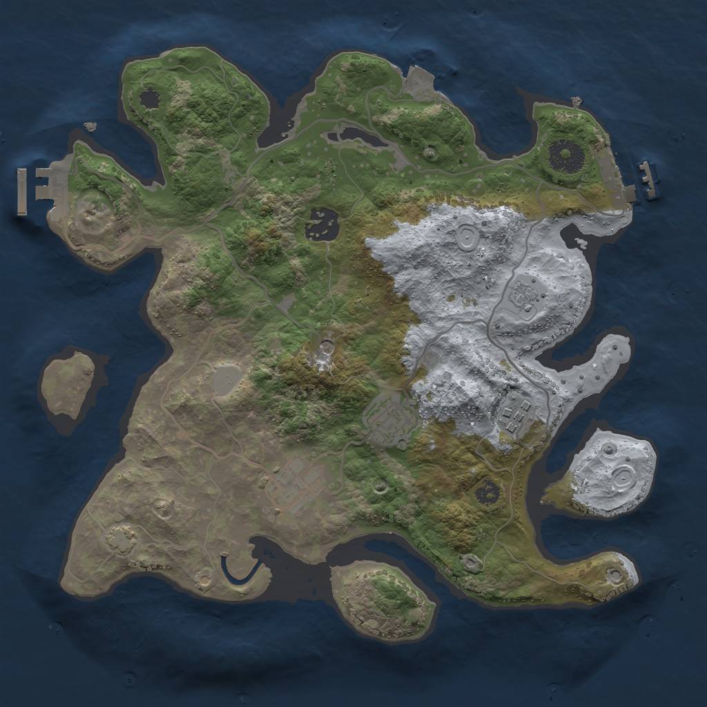 Rust Map: Procedural Map, Size: 3000, Seed: 974788754, 12 Monuments