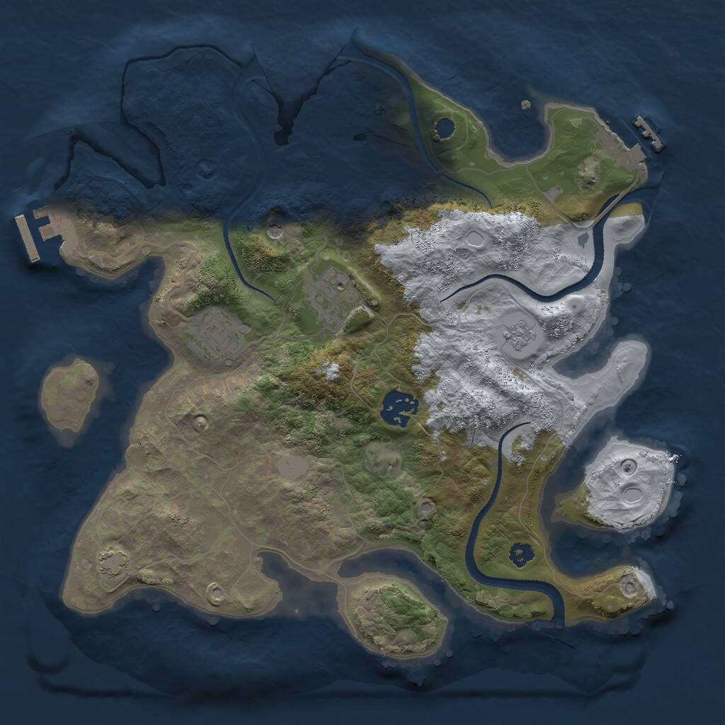 Rust Map: Procedural Map, Size: 3000, Seed: 974788754, 9 Monuments