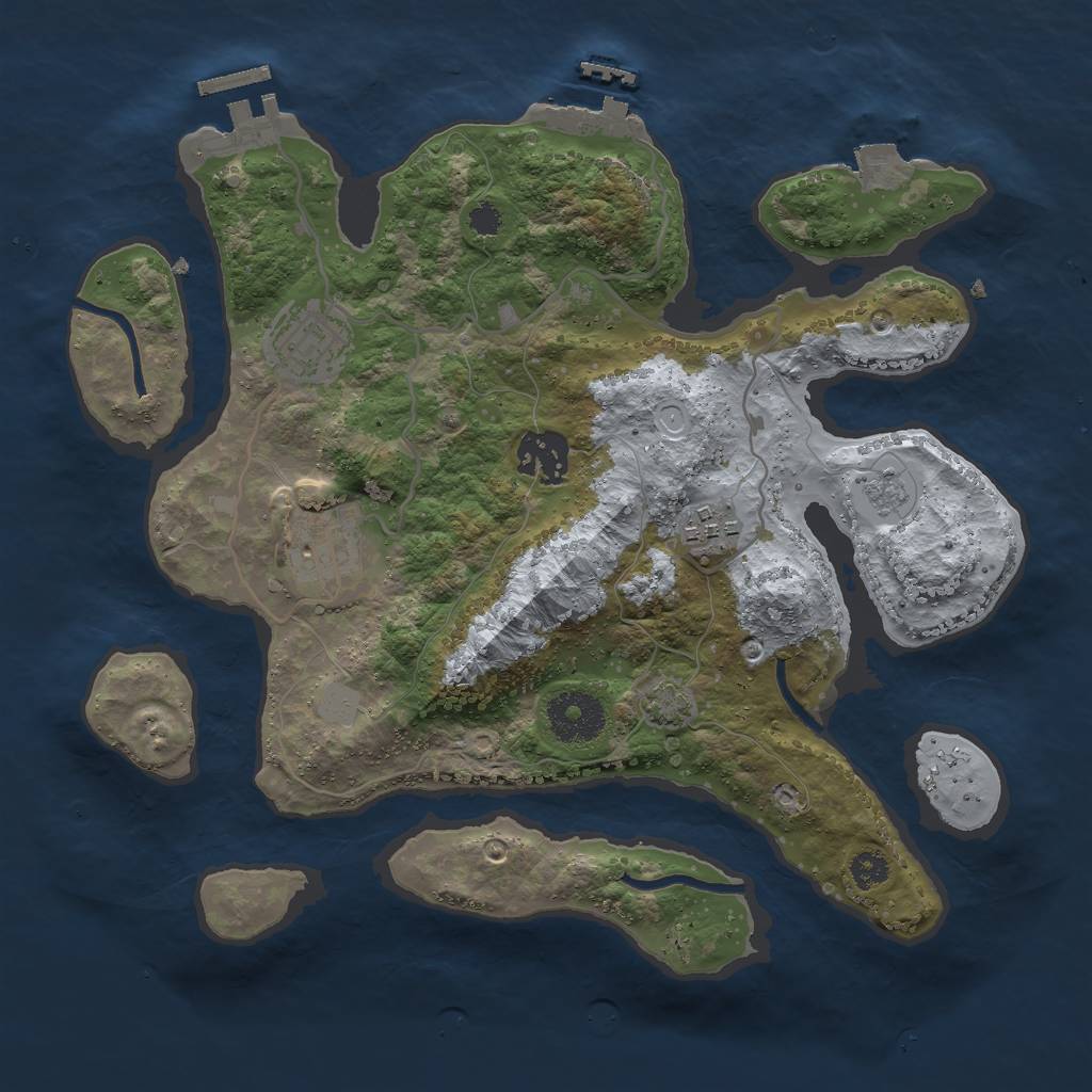 Rust Map: Procedural Map, Size: 3000, Seed: 674766816, 11 Monuments