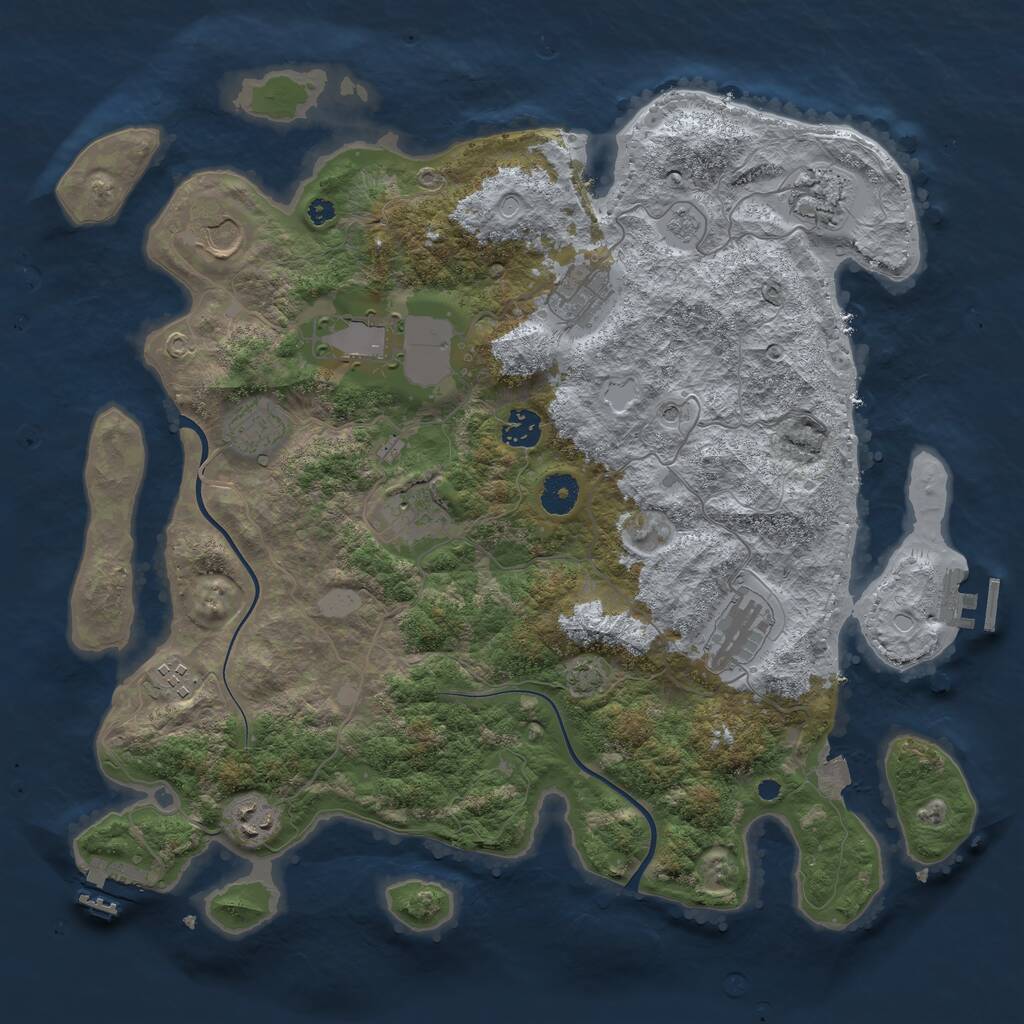 Rust Map: Procedural Map, Size: 3900, Seed: 55217658, 16 Monuments