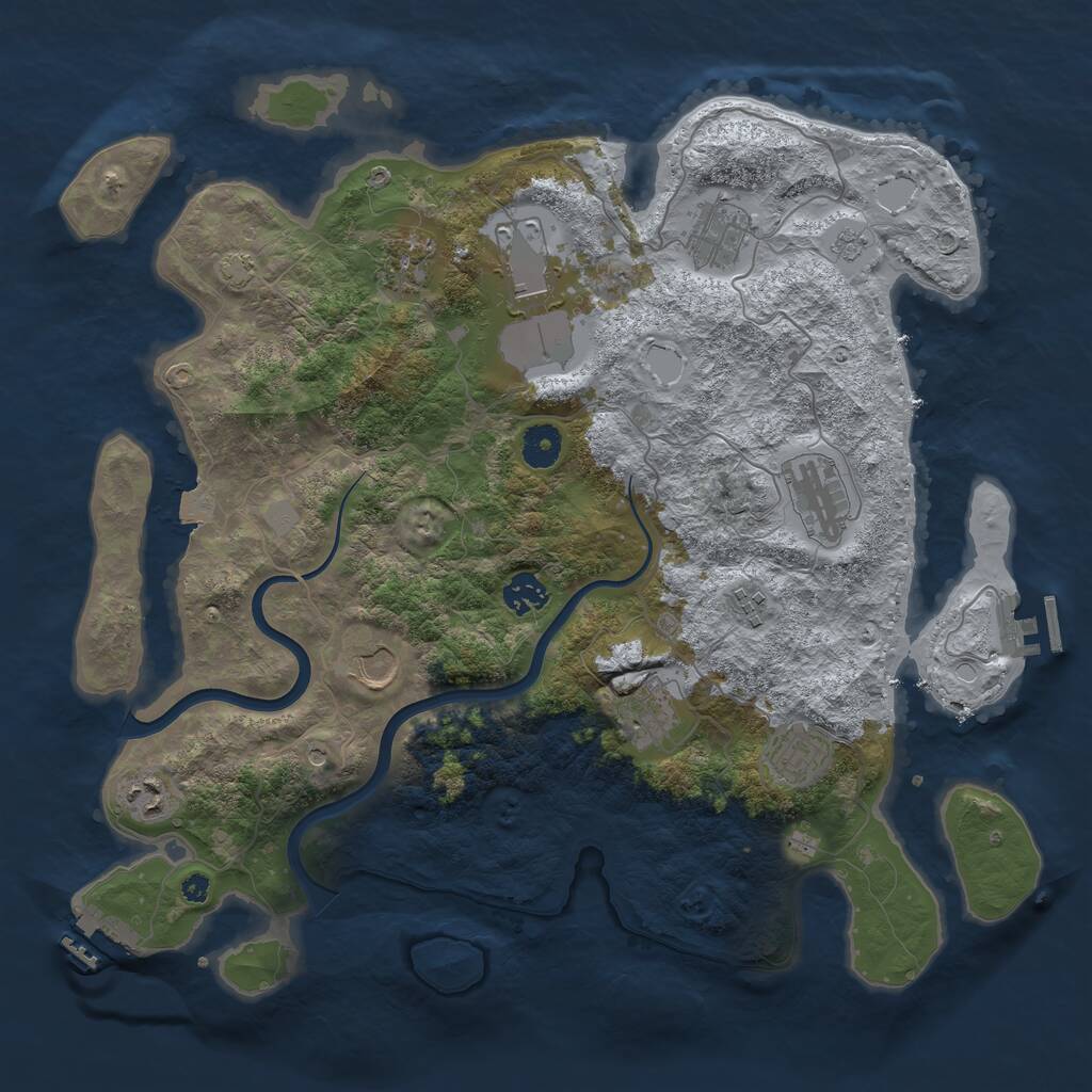 Rust Map: Procedural Map, Size: 3900, Seed: 55217658, 16 Monuments