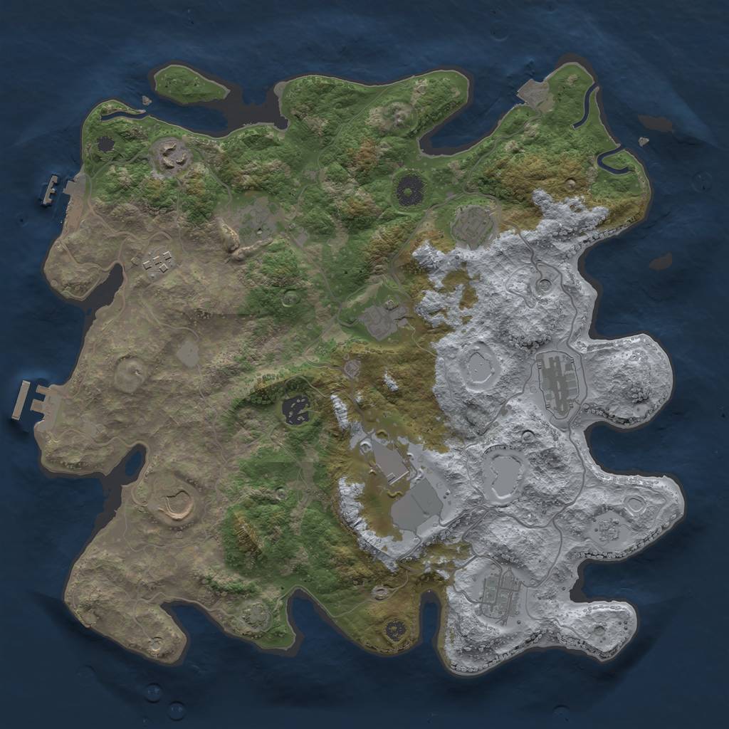 Rust Map: Procedural Map, Size: 3700, Seed: 1718660413, 18 Monuments