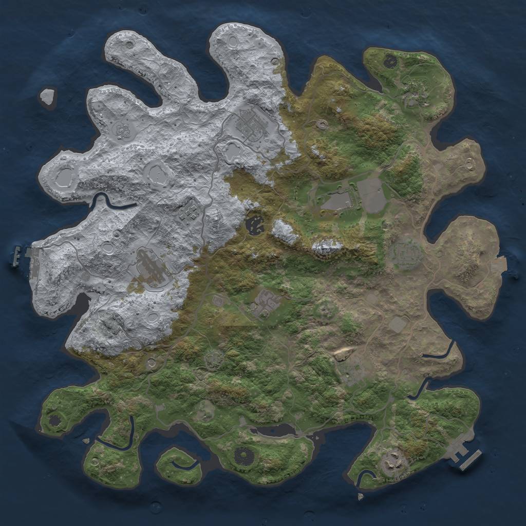 Rust Map: Procedural Map, Size: 4000, Seed: 175676249, 18 Monuments