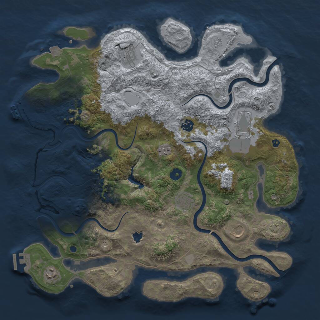 Rust Map: Procedural Map, Size: 4000, Seed: 64438, 13 Monuments