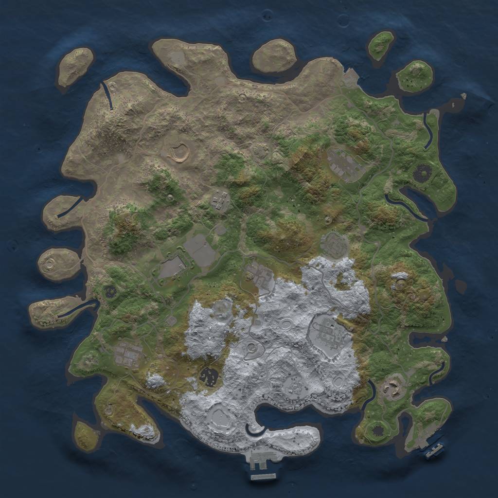 Rust Map: Procedural Map, Size: 4000, Seed: 796002088, 18 Monuments