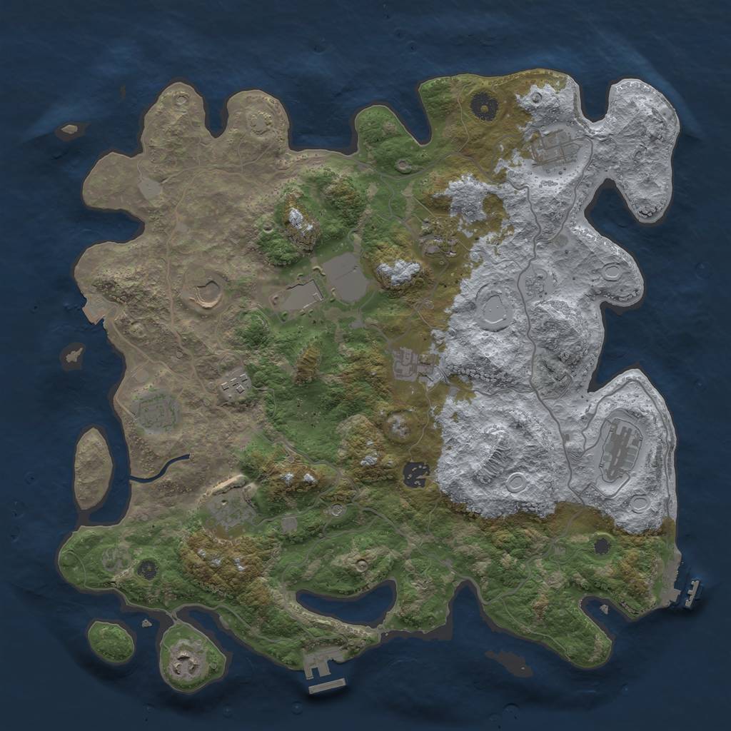 Rust Map: Procedural Map, Size: 4000, Seed: 412642077, 19 Monuments