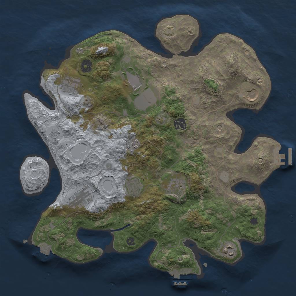 Rust Map: Procedural Map, Size: 3500, Seed: 190821093, 17 Monuments