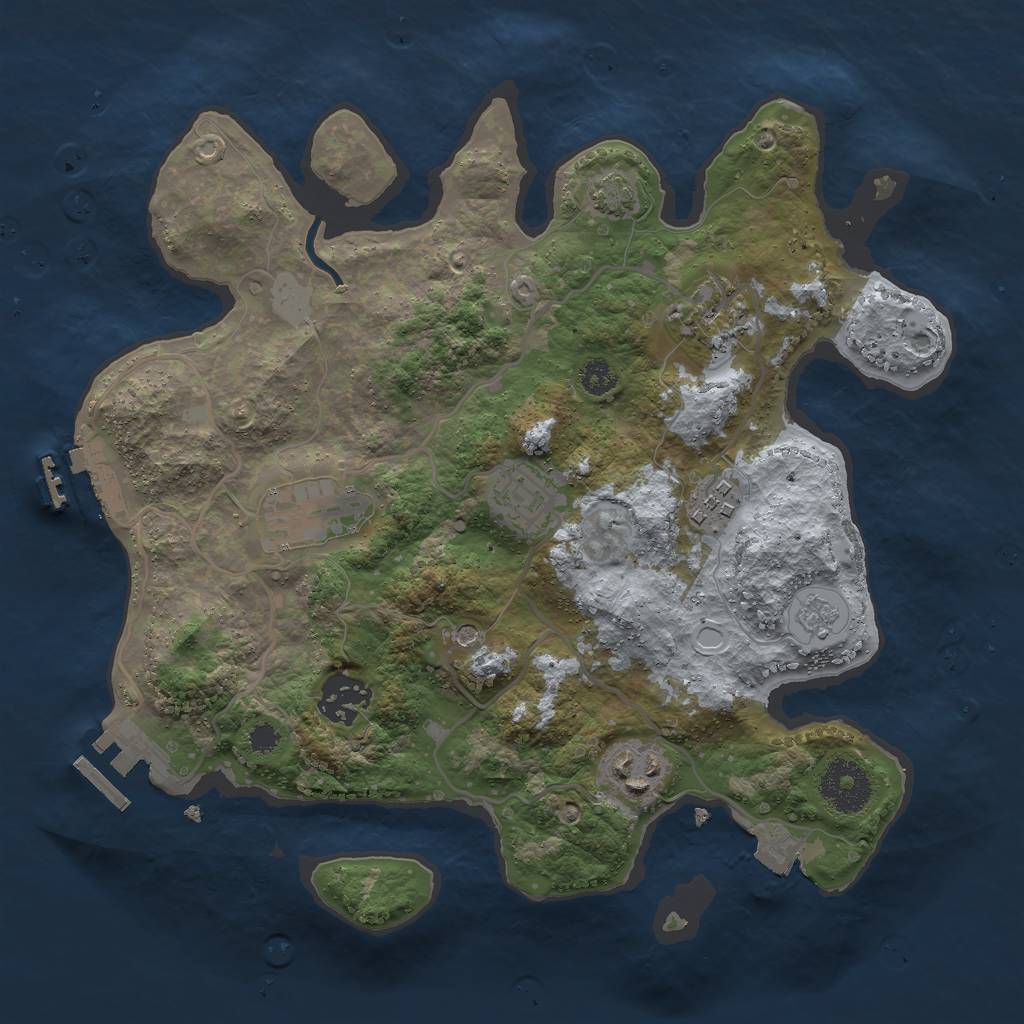 Rust Map: Procedural Map, Size: 3000, Seed: 829843380, 14 Monuments