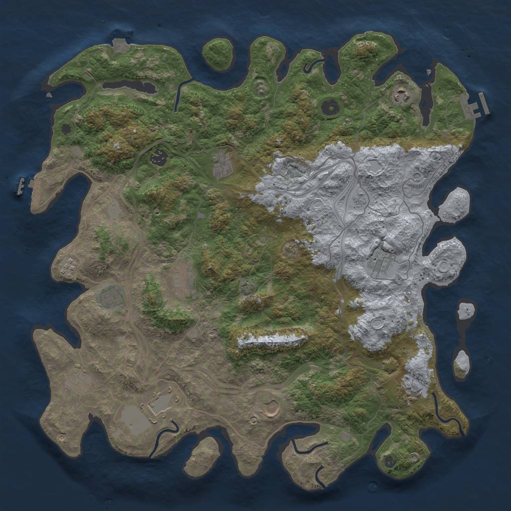 Rust Map: Procedural Map, Size: 4500, Seed: 1526375476, 19 Monuments