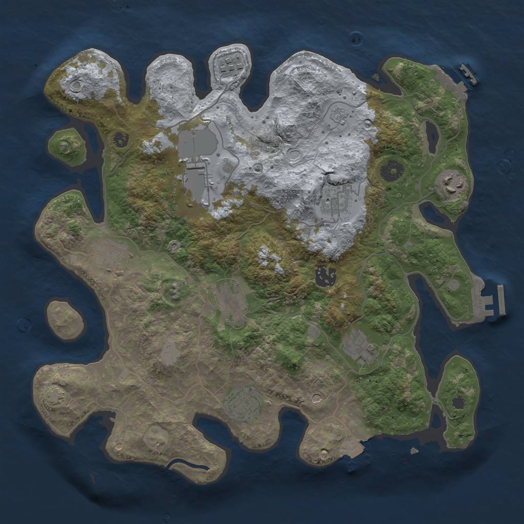 Rust Map: Procedural Map, Size: 3500, Seed: 370595293, 17 Monuments