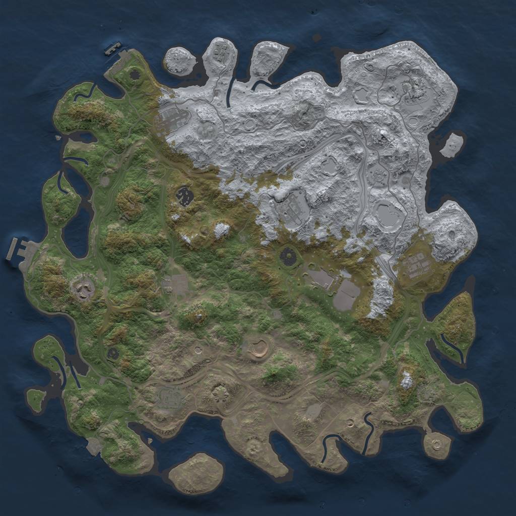 Rust Map: Procedural Map, Size: 4500, Seed: 2118076008, 19 Monuments