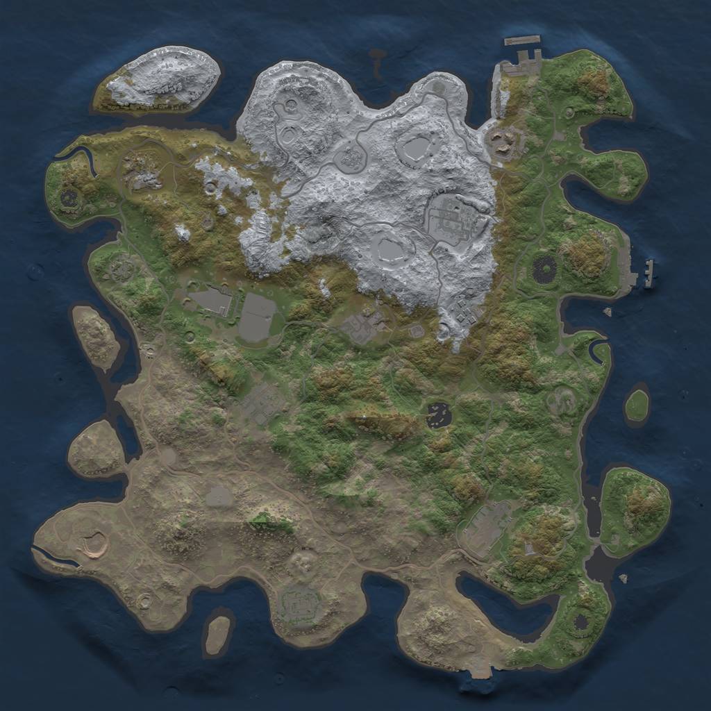 Rust Map: Procedural Map, Size: 4000, Seed: 2114610391, 19 Monuments