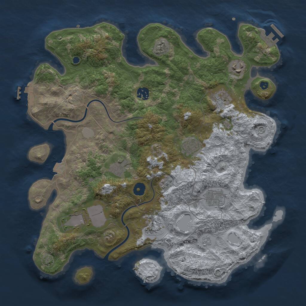 Rust Map: Procedural Map, Size: 3650, Seed: 215829794, 15 Monuments
