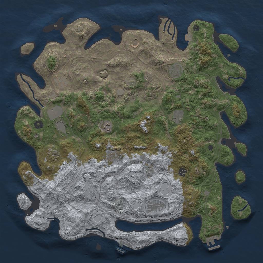 Rust Map: Procedural Map, Size: 4500, Seed: 458360091, 19 Monuments