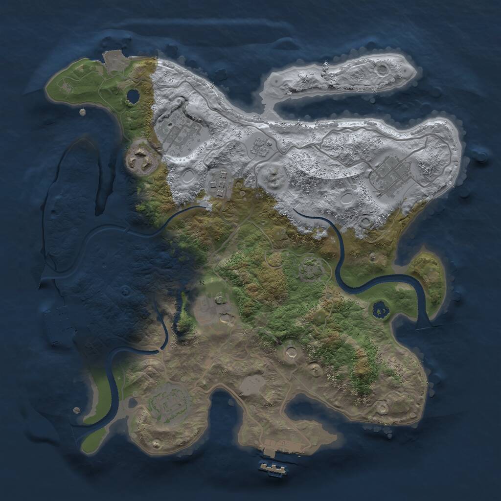 Rust Map: Procedural Map, Size: 3000, Seed: 958429882, 12 Monuments